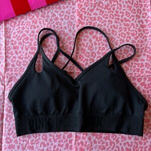Victoria's Secret PINK ACTIVE Ultimate Lightly Lined Bra Black Strappy Back XS